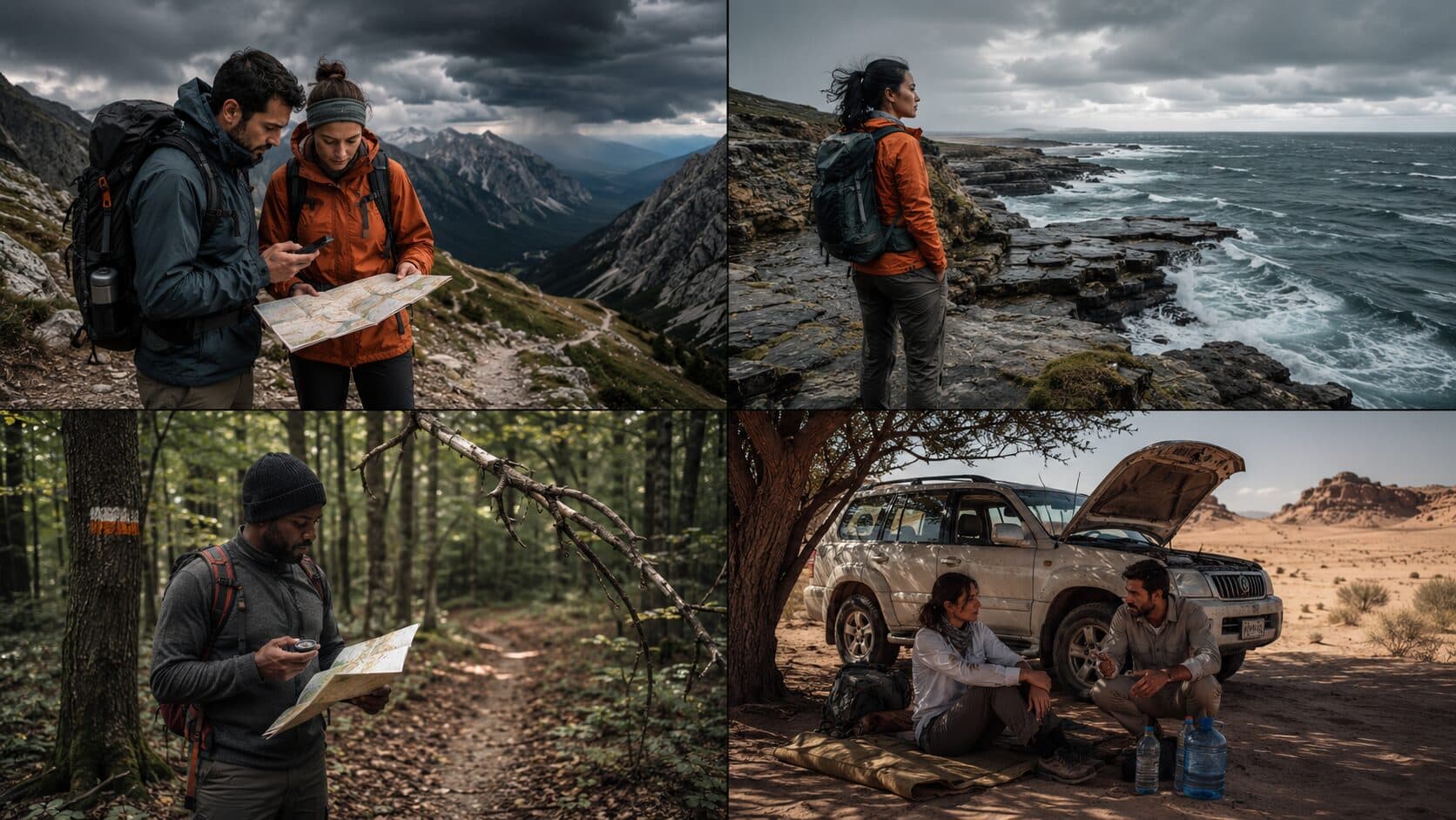 Gebirge, Küste, Wald und Wüste als vier Survival-Naturräume
